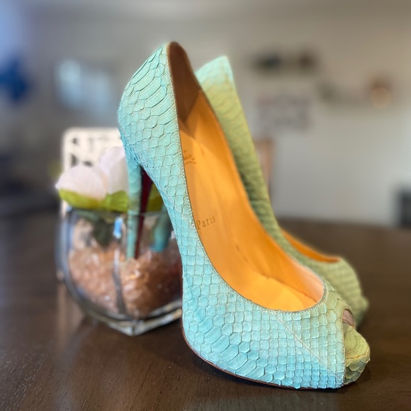 Christian Louboutin Matt Python Blue Turquoise - Picture 3 of 6